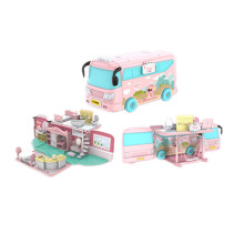 Girl mini house bus children play role pretend play game kit home set toy